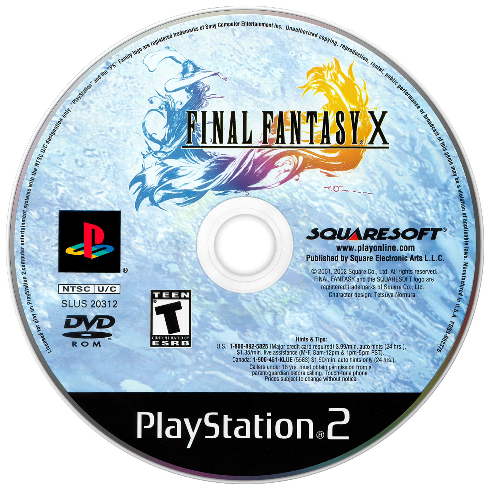Лицензионный диск NTSC Final Fantasy X для PlayStation 2